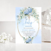 Chic Boho Blue Hydrangeas Baby Shower Invitation Kaart