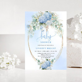 Chic Boho Blue Hydrangeas Baby Shower Invitation Kaart