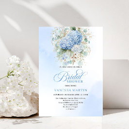 Chic Boho Blue Hydrangeas Bridal Shower Invitation Kaart