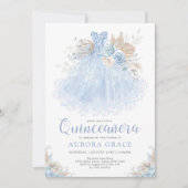 Chic Boho Blue Silver Quinceañera Princess Dress Kaart (Voorkant)