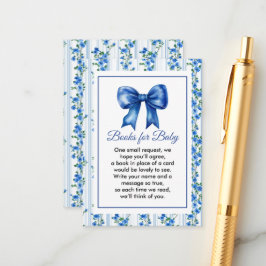 Chic Boho Blue Wildflower Boy floral Baby Shower  Informatiekaartje