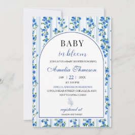 Chic Boho Blue Wildflower Boy floral Baby Shower Kaart