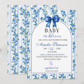 Chic Boho Blue Wildflower Boy floral Baby Shower Kaart (Voorkant / Achterkant)