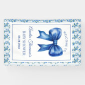 Chic Boho Blue Wildflower Boy floral Baby Shower  Spandoek (Horizontaal)