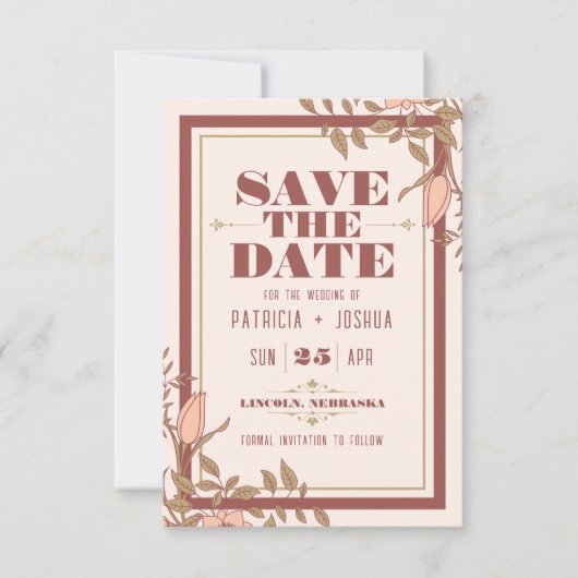 Chic Boho Blush Beige Wedding Save the Date (Voorkant)