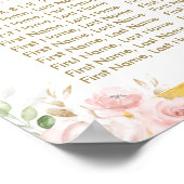 Chic Boho Blush Floral Girl Baby shower Seating Poster (Hoek)