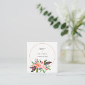 CHIC BOHO BLUSH FLORAL WREATH WEBSITE RSVP VIERKANTE VISITEKAARTJE (Staand voorkant)