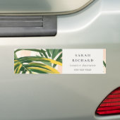 Chic Boho Blush Green Tropical Palm Leaves Beach Bumpersticker (Op auto)