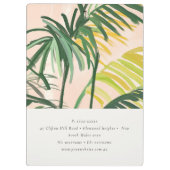 Chic Boho Blush Green Tropical Palm Leaves Beach Klembord (Achterkant)