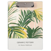 Chic Boho Blush Green Tropical Palm Leaves Beach Klembord (Voorkant)