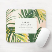 Chic Boho Blush Green Tropical Palm Leaves Beach Muismat (Met muis)