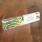 Chic Boho Blush Green Tropical Palm Leaves Beach Naambordje (Zijkant)