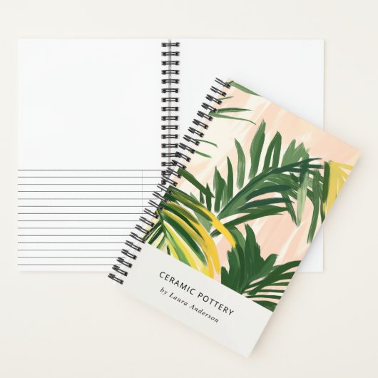 Chic Boho Blush Green Tropical Palm Leaves Beach Notitieboek (Binnen)
