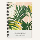 Chic Boho Blush Green Tropical Palm Leaves Beach Notitieboek (Voorkant)