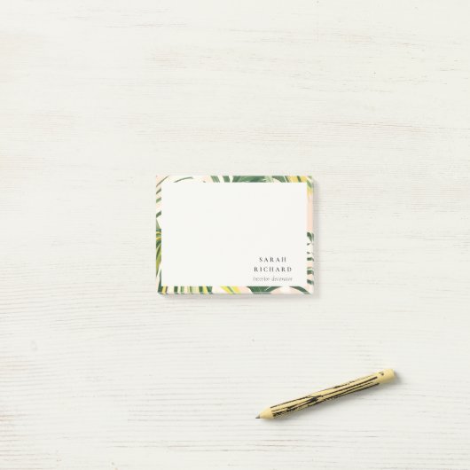 Chic Boho Blush Green Tropical Palm Leaves Beach Post-it® Notes (Op bureau)