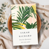 Chic Boho Blush Green Tropical Palm Leaves Beach Visitekaartje