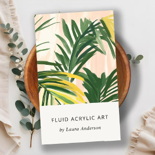 Chic Boho Blush Green Tropical Palm Leaves Beach Visitekaartje