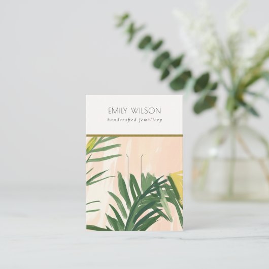 Chic Boho Blush Groene Tropische Palm Bladeren Haa Visitekaartje (Staand voorkant)