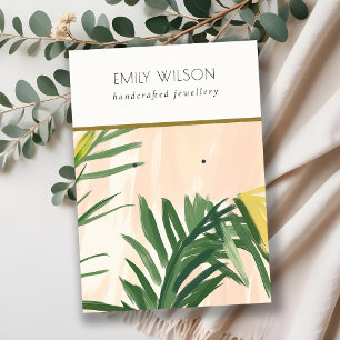 Chic Boho Blush Groene Tropische Palm Bladeren Oor Visitekaartje
