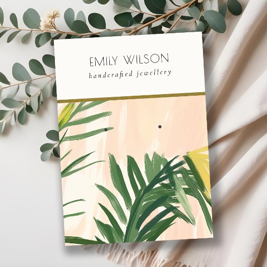 Chic Boho Blush Groene Tropische Palm Bladeren Oor Visitekaartje