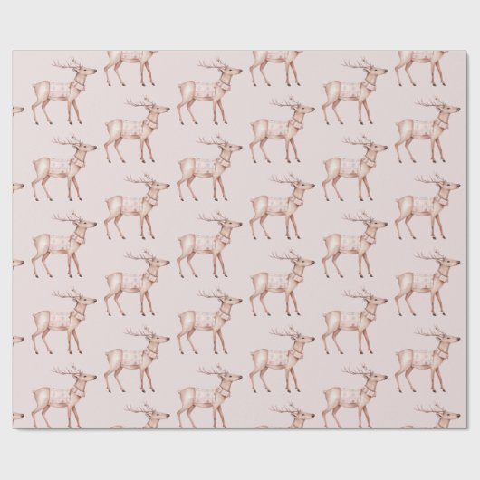Chic Boho Blush Pink Deer Cadeaupapier (Vlak)