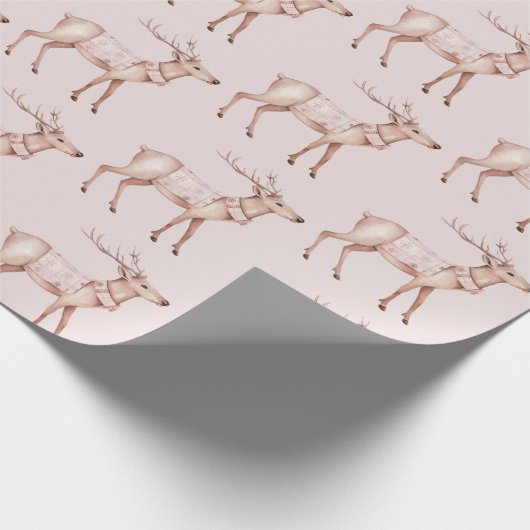 Chic Boho Blush Pink Deer Cadeaupapier (Hoek)