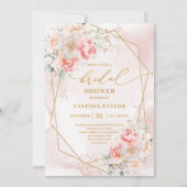 Chic Boho Blush Pink Gold Glitter Bridal Shower   Kaart (Voorkant)