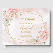 Chic Boho Blush Pink Gold Glitter Vrijgezellenfees Gastenboek (Voorkant)