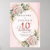 Chic Boho Blush Roze Eucalyptus 40e Verjaardag Wel Poster (Voorkant)