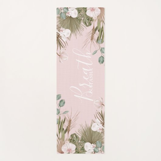 Chic Boho Botanical "Breath" Personalized Yogamat (Voorkant)