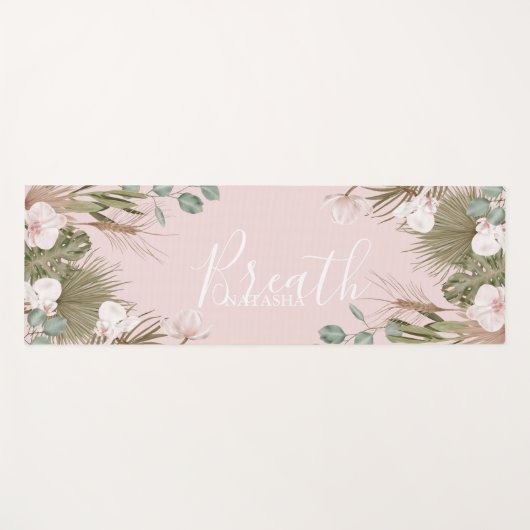 Chic Boho Botanical "Breath" Personalized Yogamat (Voorkant (horizontaal))