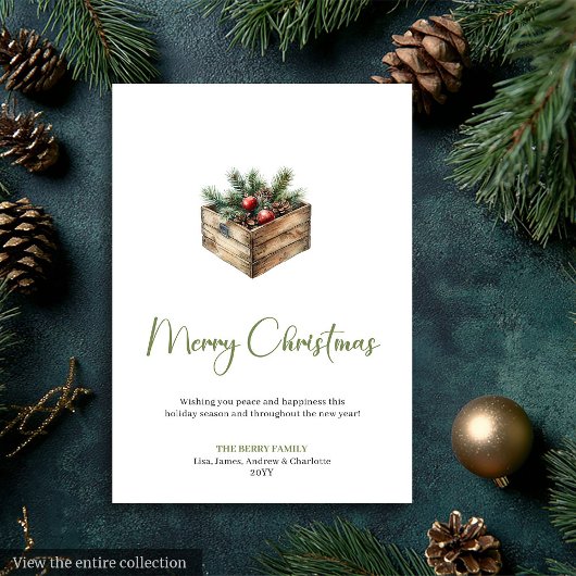 Chic Boho Botanical Scandinavian Xmas Greeting Feestdagenkaart