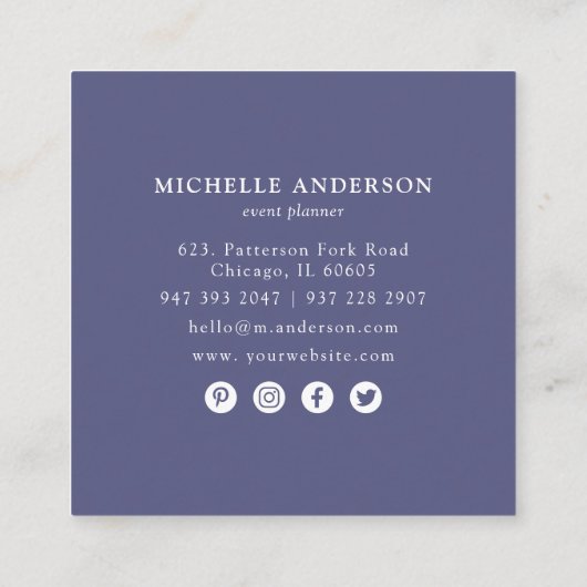 Chic Boho Botanische Wildbloemen Femanine Vierkante Visitekaartje (Achterkant)