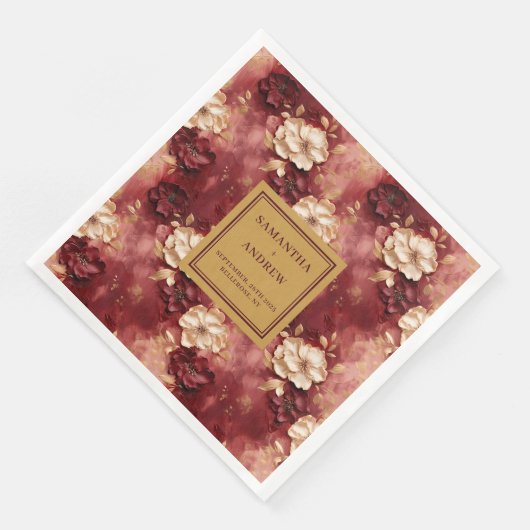 Chic Boho Bourgogne Blush Gold bruiloft servetten (Hoek)