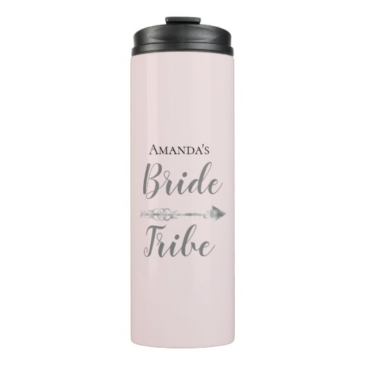 Chic Boho Bruid Stam op Roze Gepersonaliseerd Thermosbeker (Voorkant)