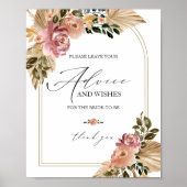 Chic Boho Bruidsfeest Advieskaart Bordje Poster (Voorkant)