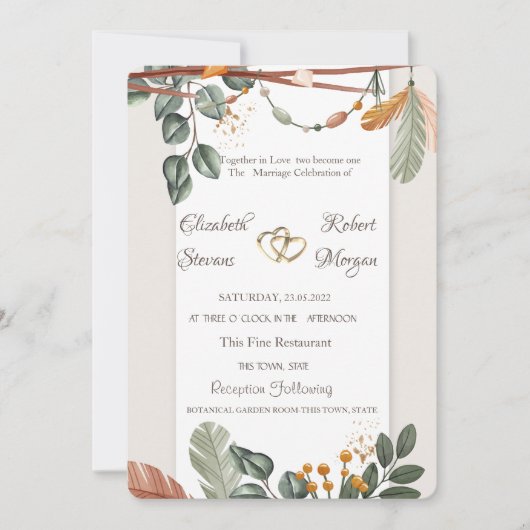 Chic Boho Bruiloft Kaart (Voorkant)