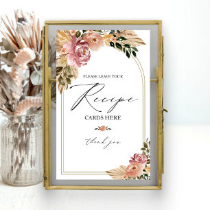 Chic Boho Bruiloftsreceptenkaart Bord Poster