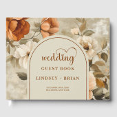Chic Boho Burnt Orange Ivory Olive Floral Wedding  Gastenboek (Voorkant)