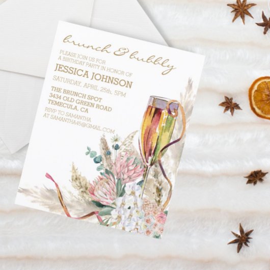 Chic Boho Champagne Brunch Bubble Birthday Party