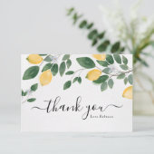 Chic Boho Citroen & Groene Waterverf Bedankkaart (Staand voorkant)
