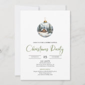 Chic Boho Cozy Winter Scene Deer Christmas Invites Kaart (Voorkant)
