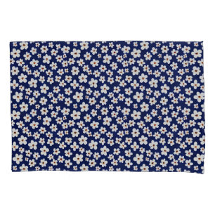 Chic Boho Daisies Dark Blue Pattern Kussensloop