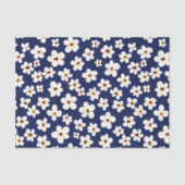 Chic Boho Daisies Dark Blue Pattern Tissuepapier (Voorkant)
