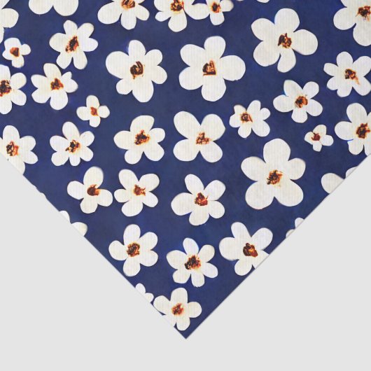 Chic Boho Daisies Dark Blue Pattern Tissuepapier (Detail)