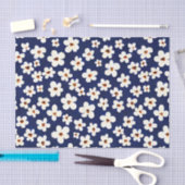 Chic Boho Daisies Dark Blue Pattern Tissuepapier (Craft)