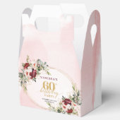 Chic Boho Deep Red Floral 60th Birthday Gift Box Bedankdoosjes (Geopend)