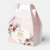 Chic Boho Deep Red Floral 60th Birthday Gift Box Bedankdoosjes (Voorkant Zijde)