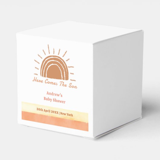 Chic Boho Desert Hier komt het Son Baby shower Bedankdoosjes (Achterkant)