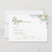 Chic boho eenvoudige wilde bloemen bruiloft RSVP kaartje (Voorkant)